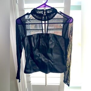 Bar 111 faux leather corset mesh top